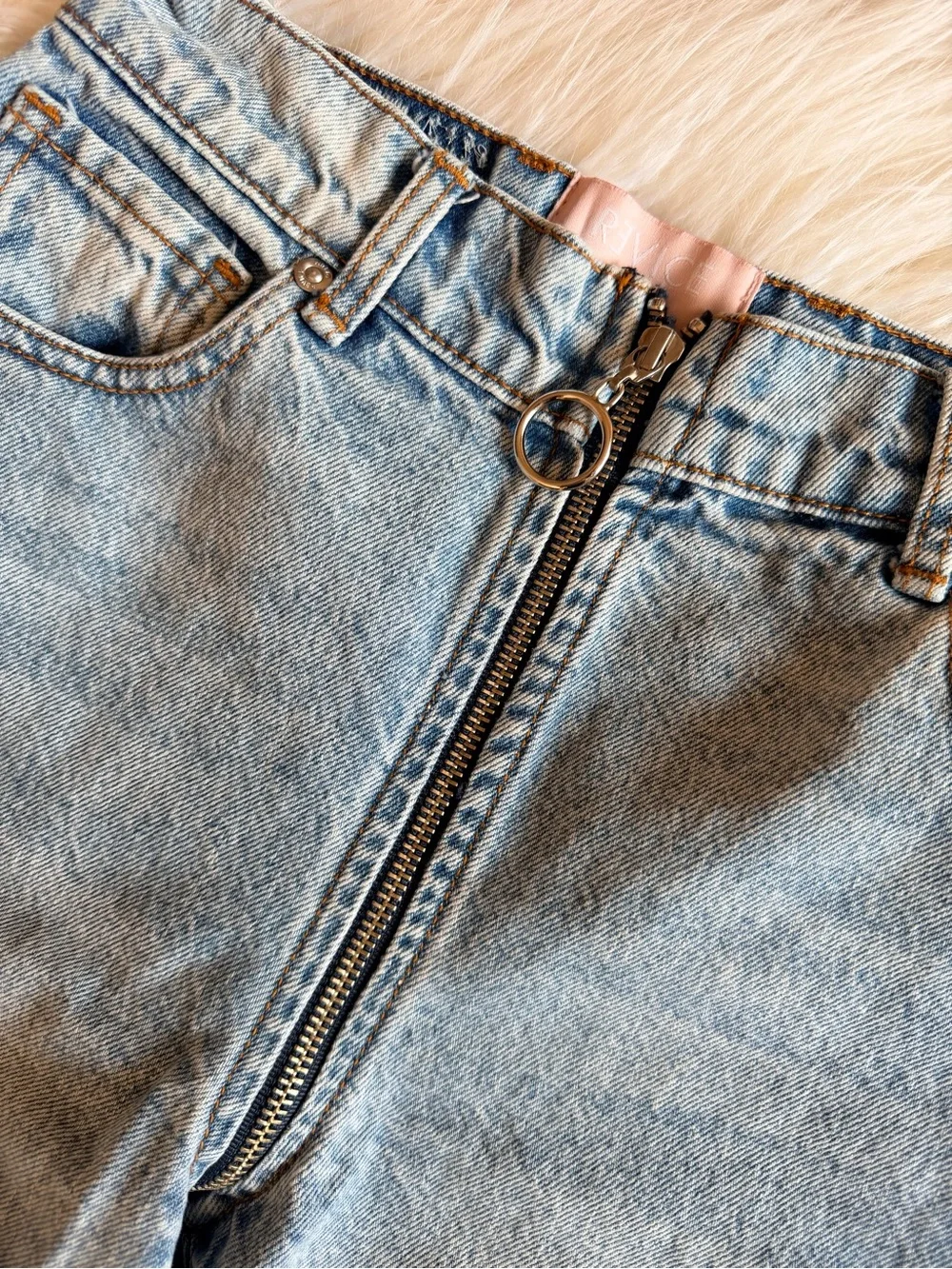 REVICE High-Rise Light Blue Denim Jeans with Front Zip